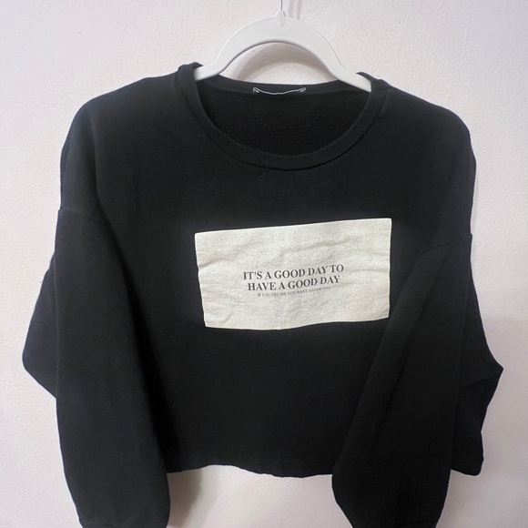 Zara Blue Boxy Cropped Sweatshirt 310 - Picture 6 of 13